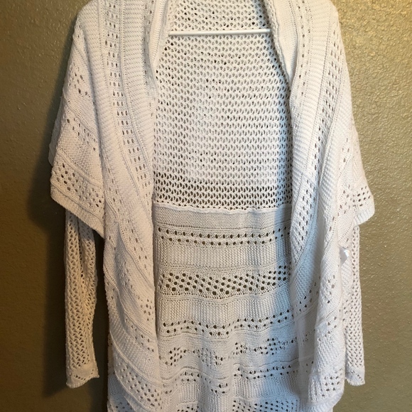 White Boston Proper Crochet Cardigan - Picture 1 of 5